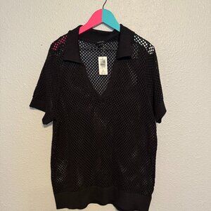 Torrid  black cotton  polo mesh top size 2x